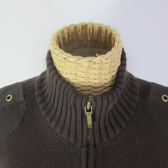 Ralph Lauren Women P M Petite Medium Brown Mock Neck 1/4 Zip Cotton Sweater - Picture 3 of 7